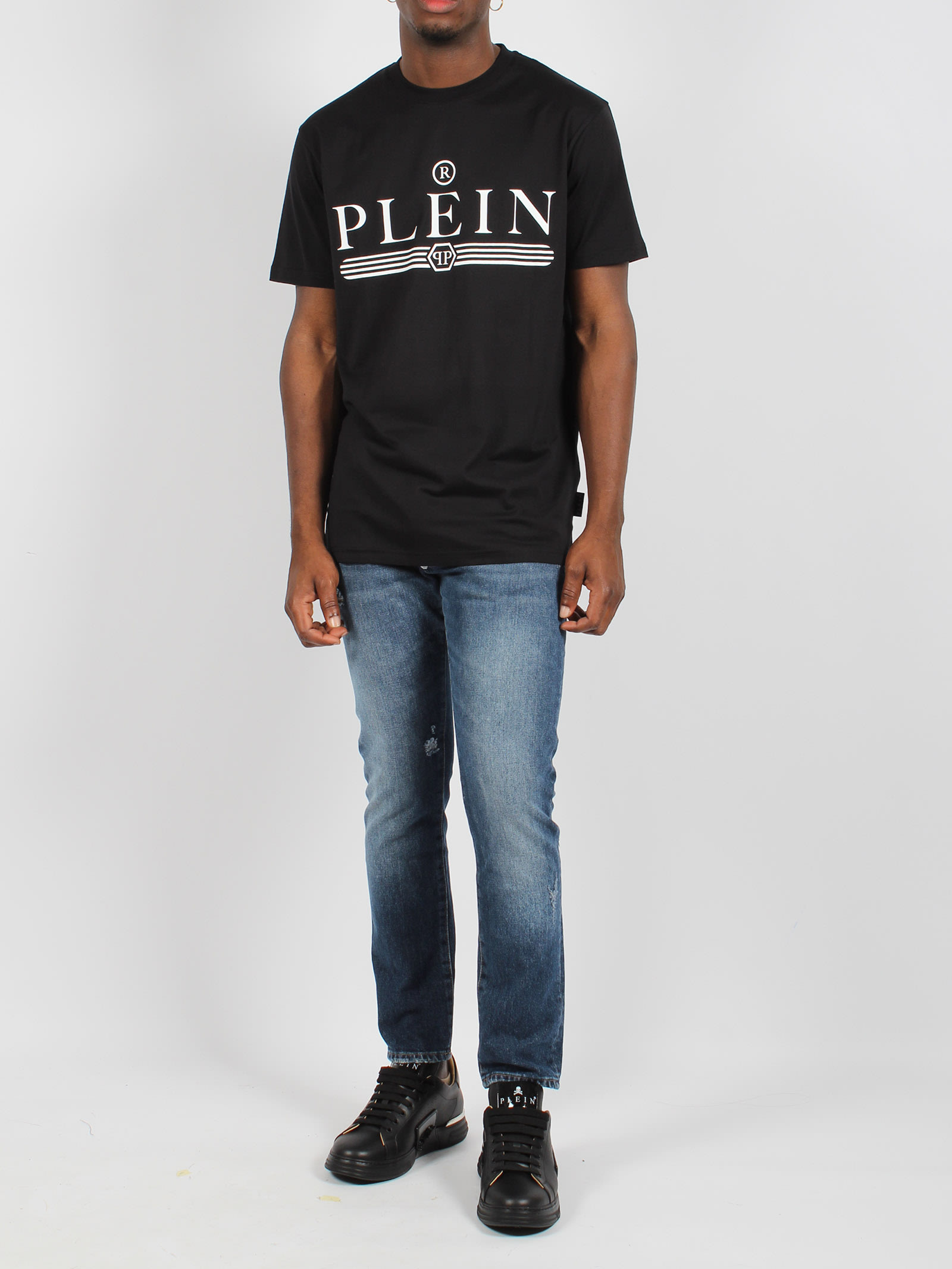 Shop Philipp Plein Skinny Fit Stone Washed Denim Trousers In Blue