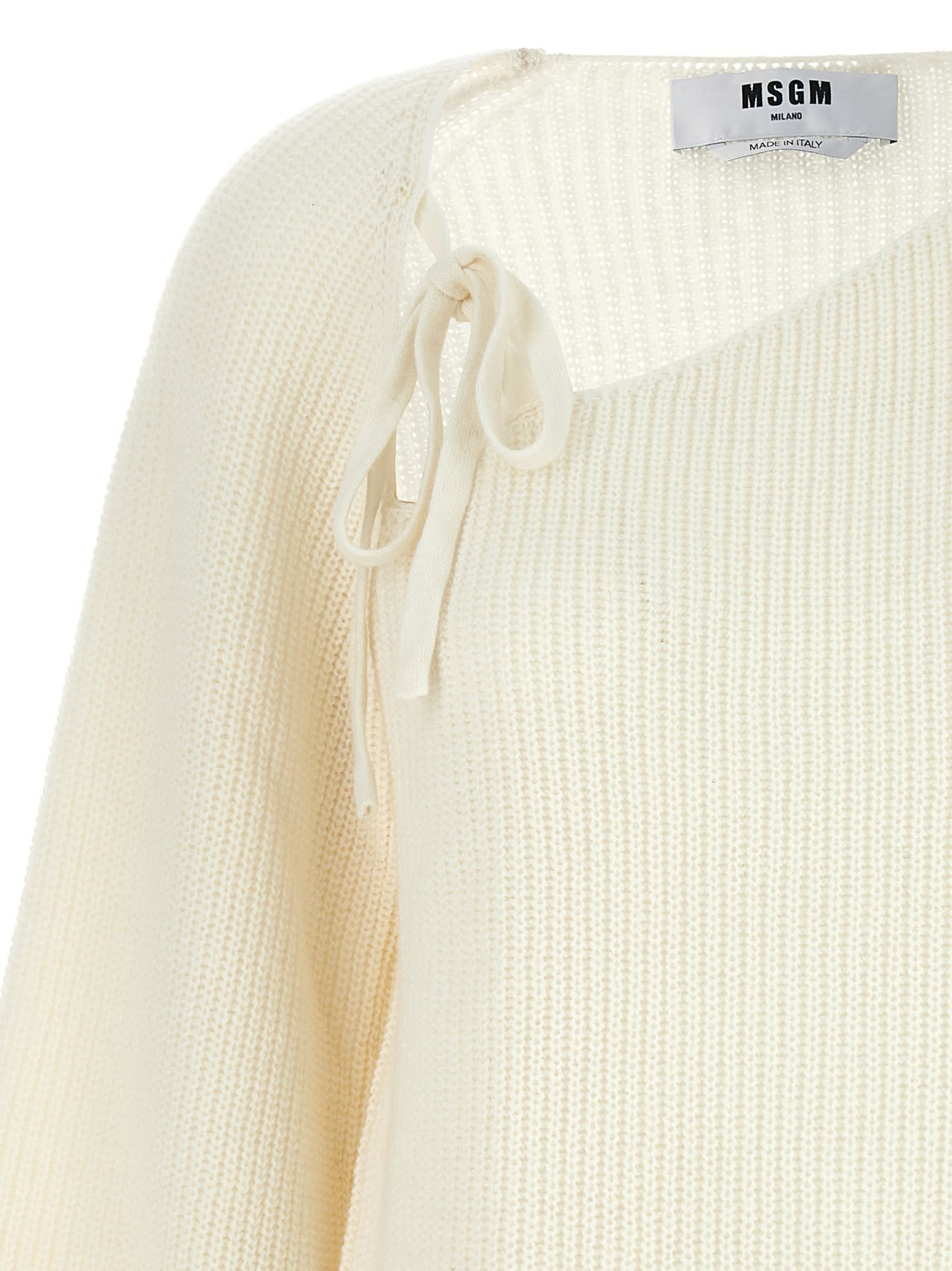 Msgm Knotted Sweater In Neutral