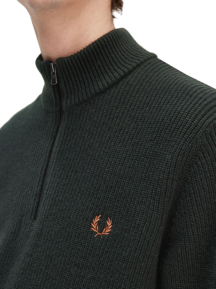 Fred Perry Shirt With Zip. In Green