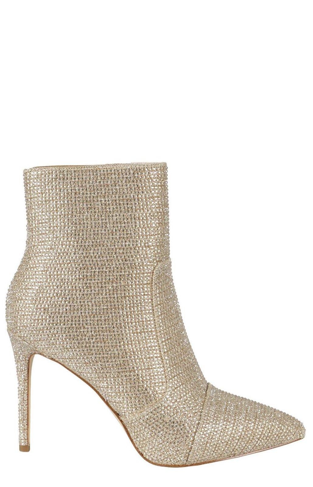 Shop Michael Kors Rue Glitter Embellished Heeled Ankle Boots In Oro