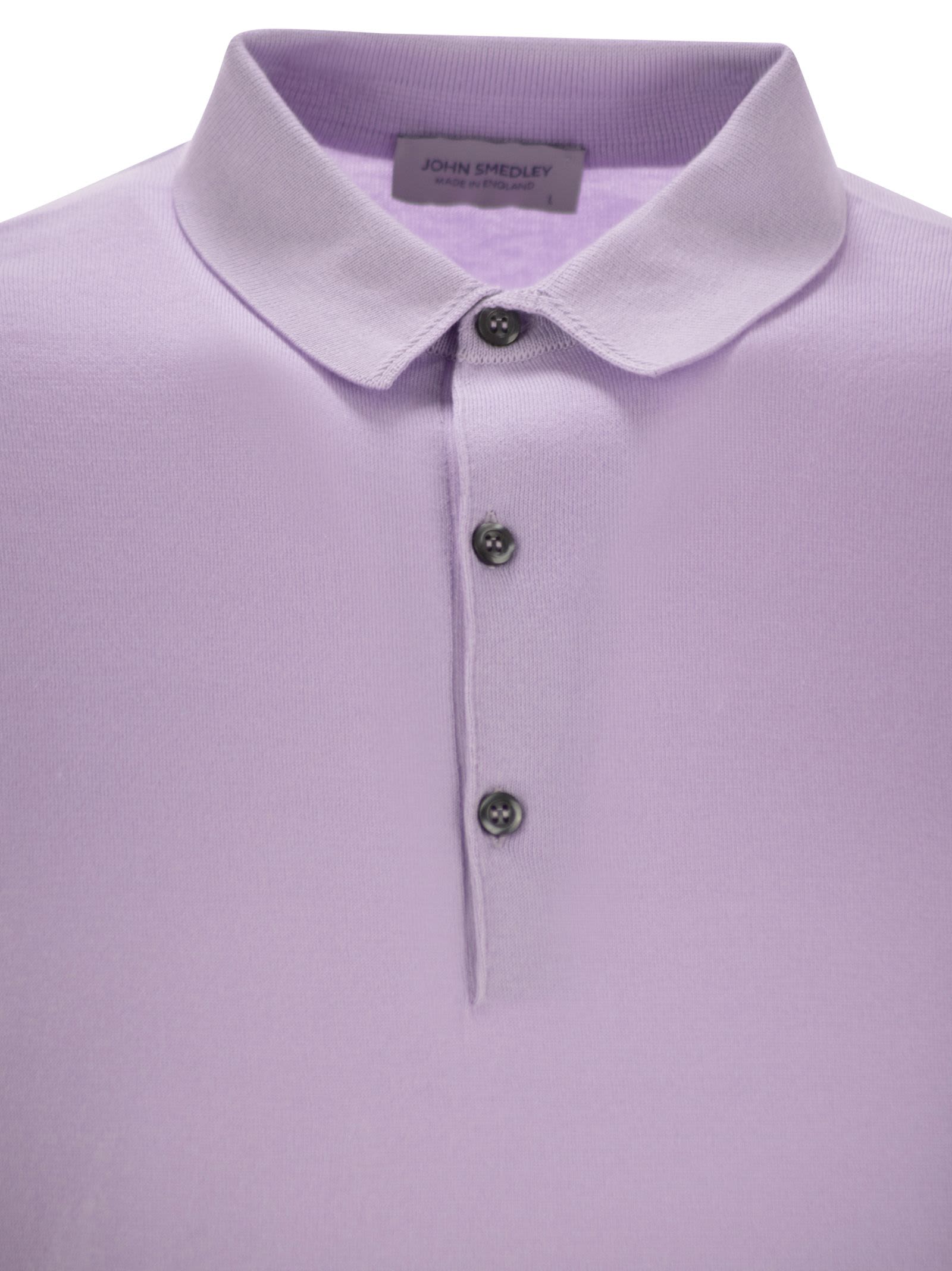 John Smedley Adrian Cotton Short Sleeved Polo Shirt In Lilac