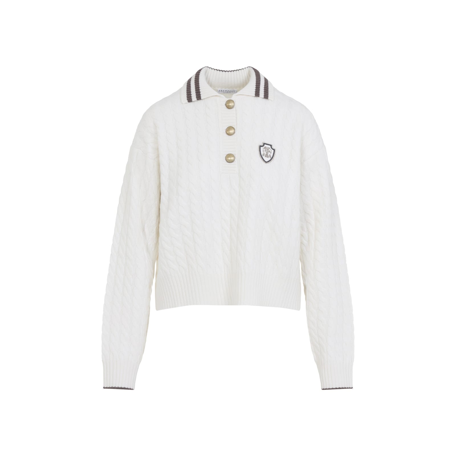 Brunello Cucinelli Sport Club Pullover With White Cashmere In White