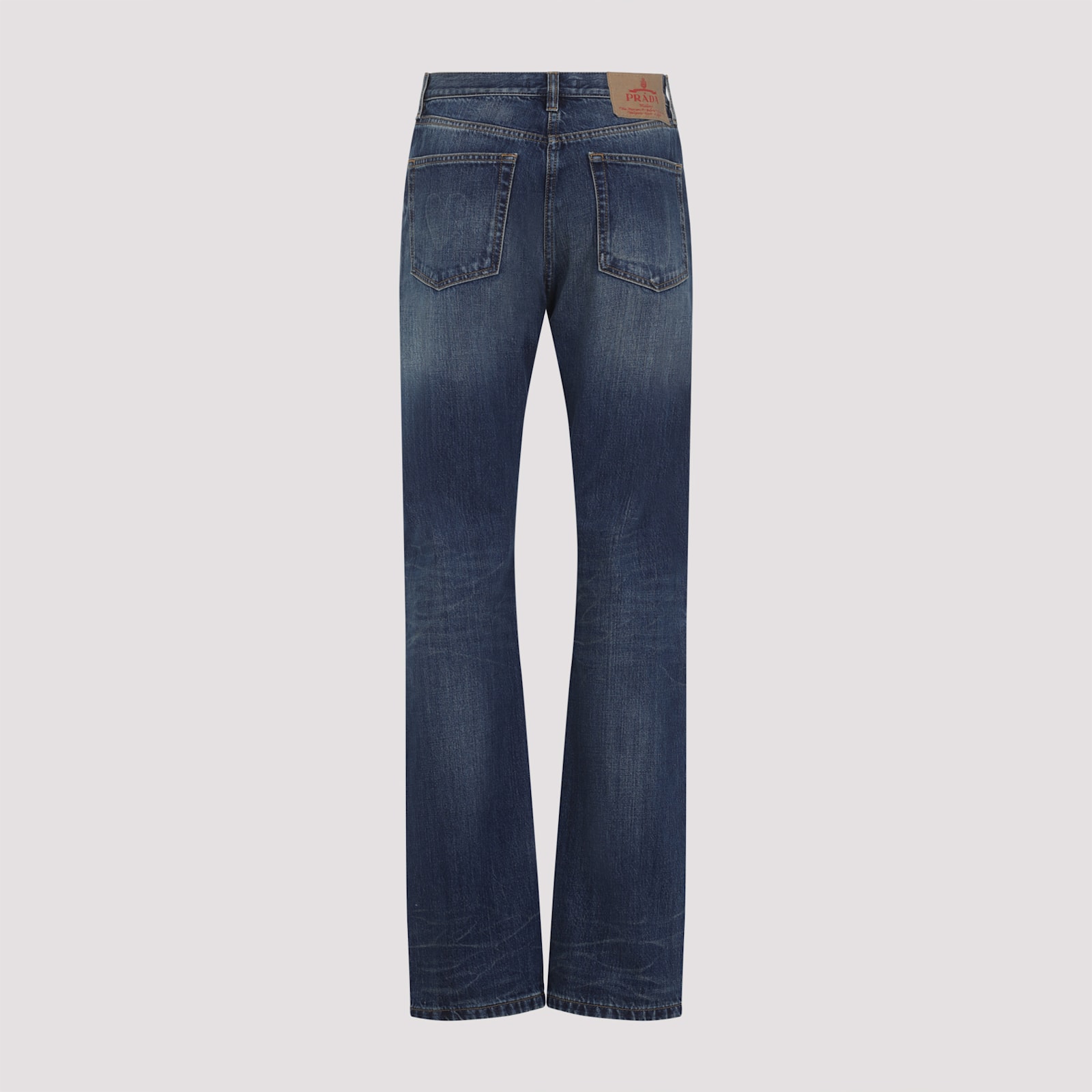 Prada Low-waist Tapered Bleached Denim Trousers In Blue