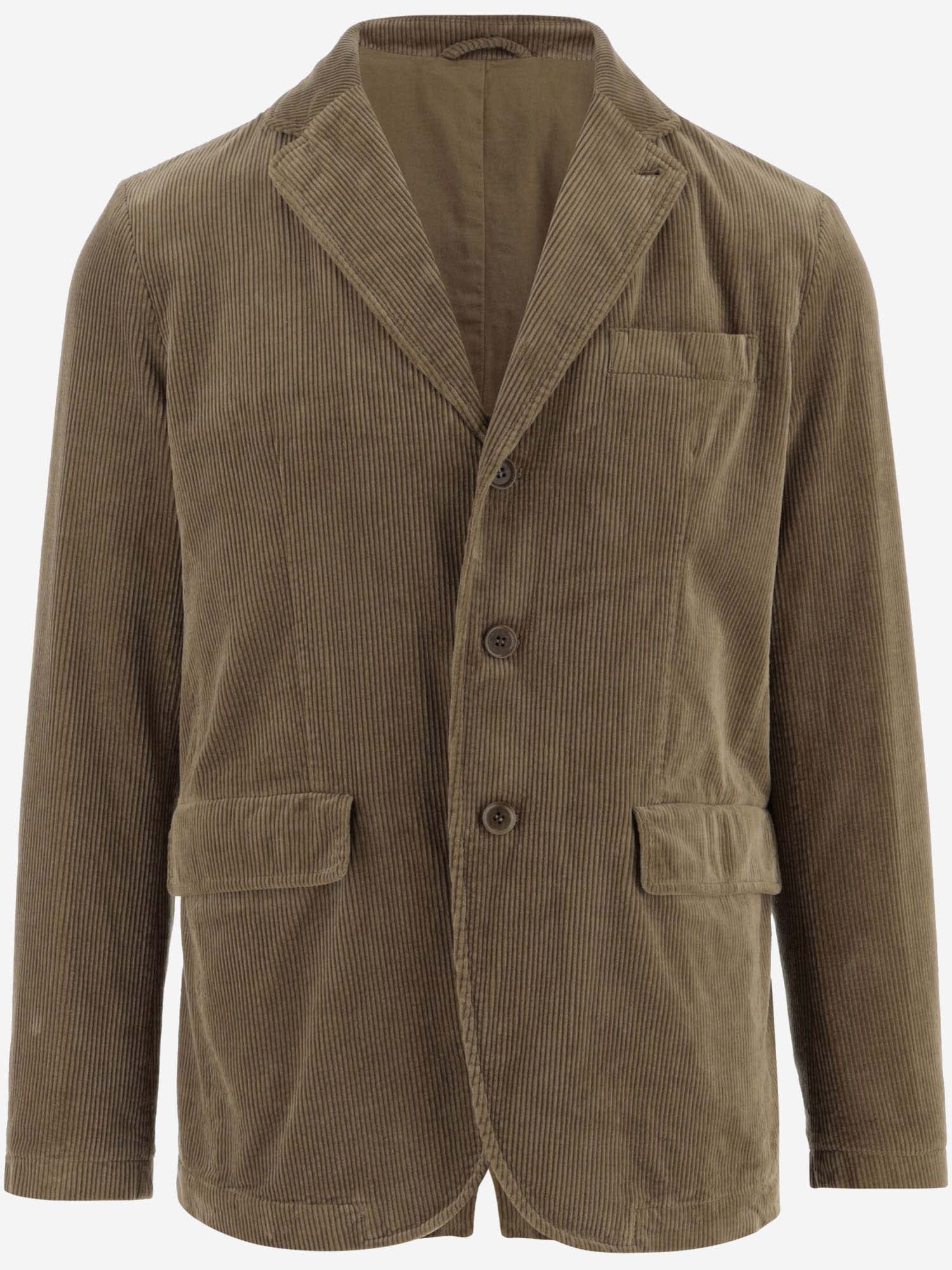 Shop Aspesi Single-breasted Corduroy Jacket In Beige