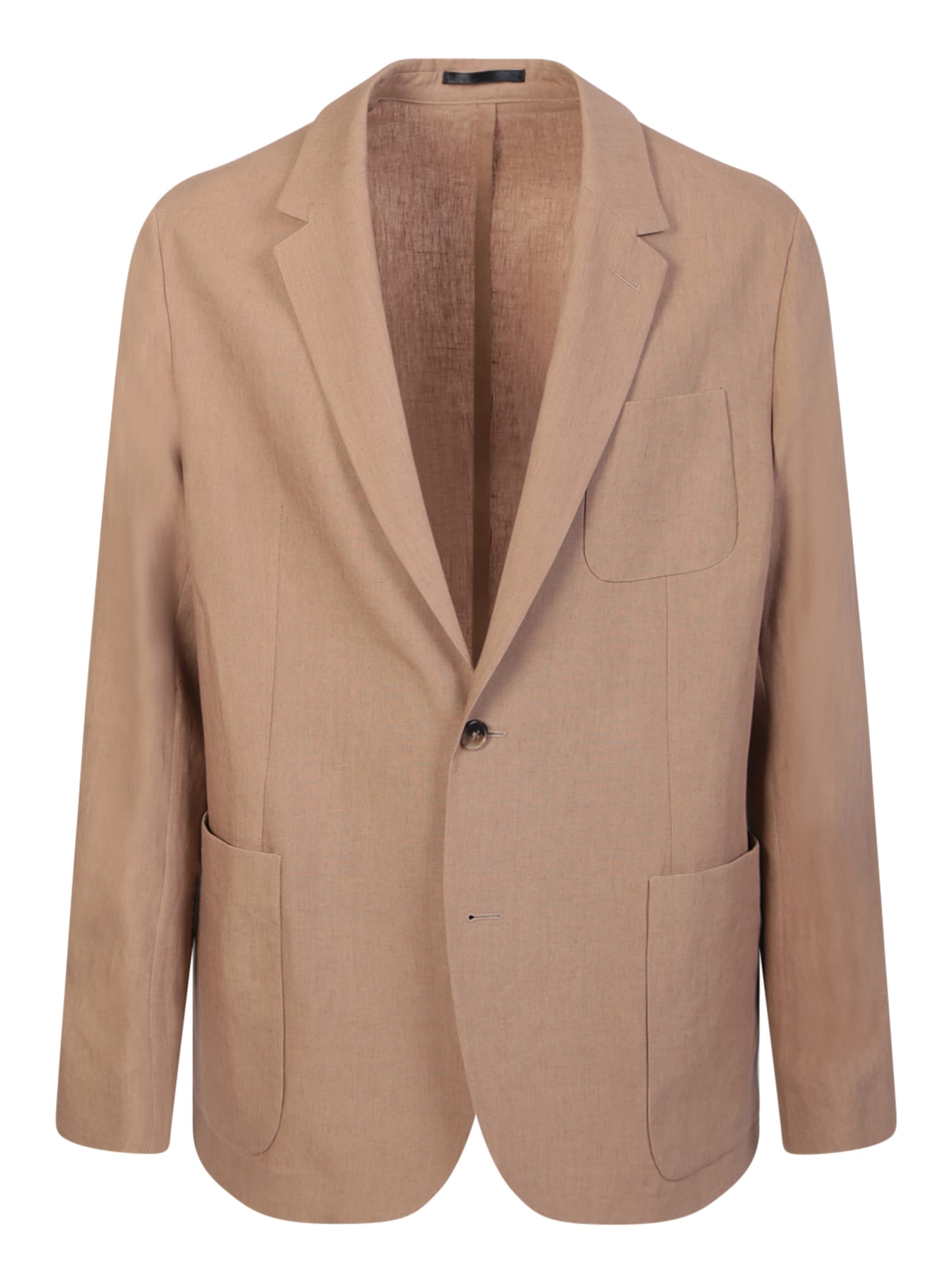 Tailored-fit Linen Patch-pocket Blazer