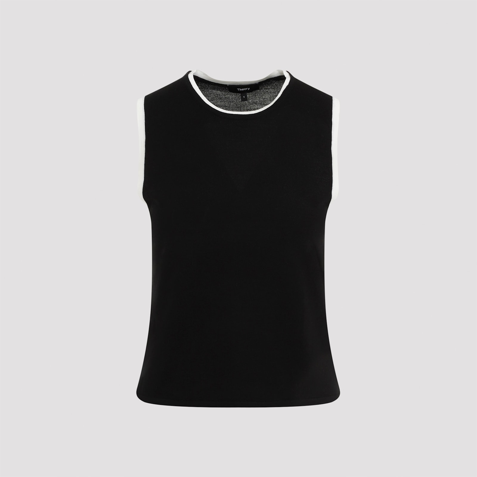 Shop Theory Silk Trim Tank Top In Stj Black New Ivory