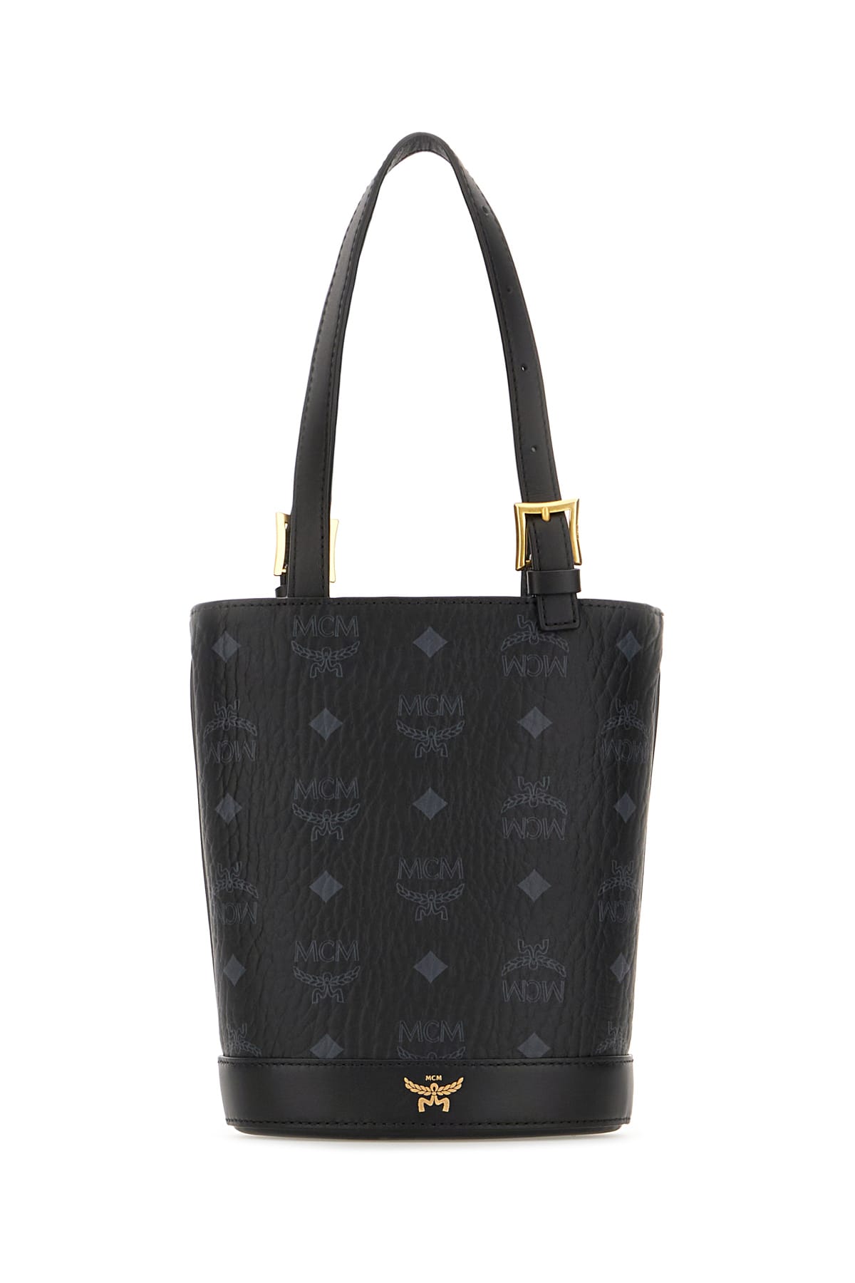 Mcm Printed Synthetic Leather Handbag In Black