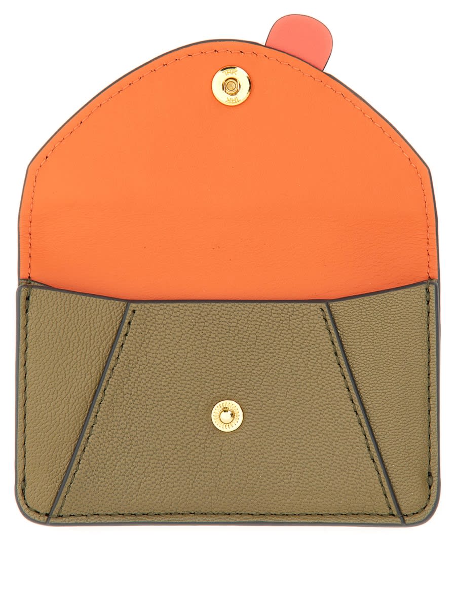 Shop Anya Hindmarch Leather Card Holder In Military Green