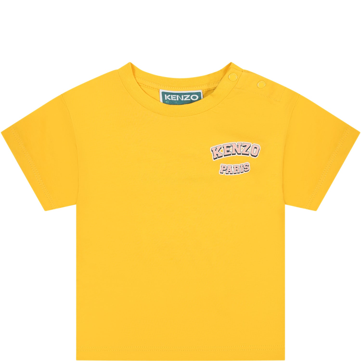 Kenzo Yellow T-shirt For Baby Girl With Logo