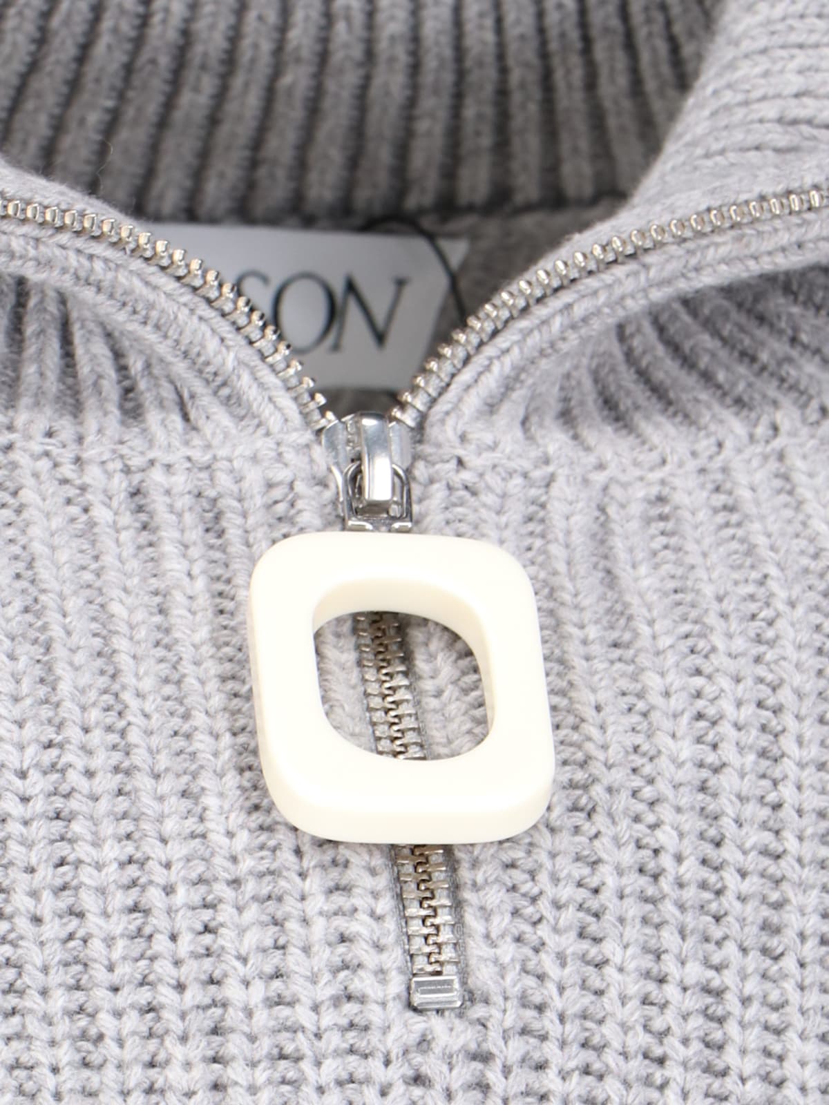 Shop Jw Anderson Logo Zip Sweater In Gray