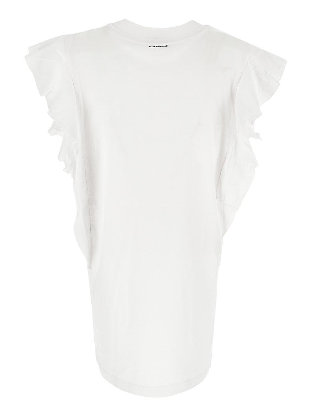 Shop Chloé Flounces Sleeves Tee In White