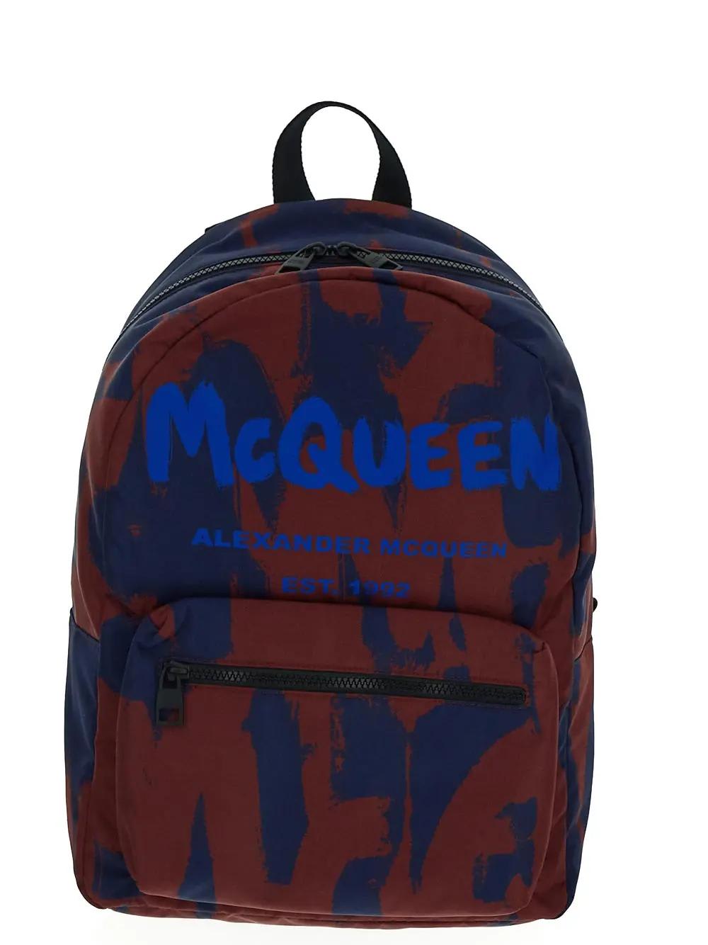 Alexander Mcqueen Graffiti Metropolitan Backpack In Burgendy/blue