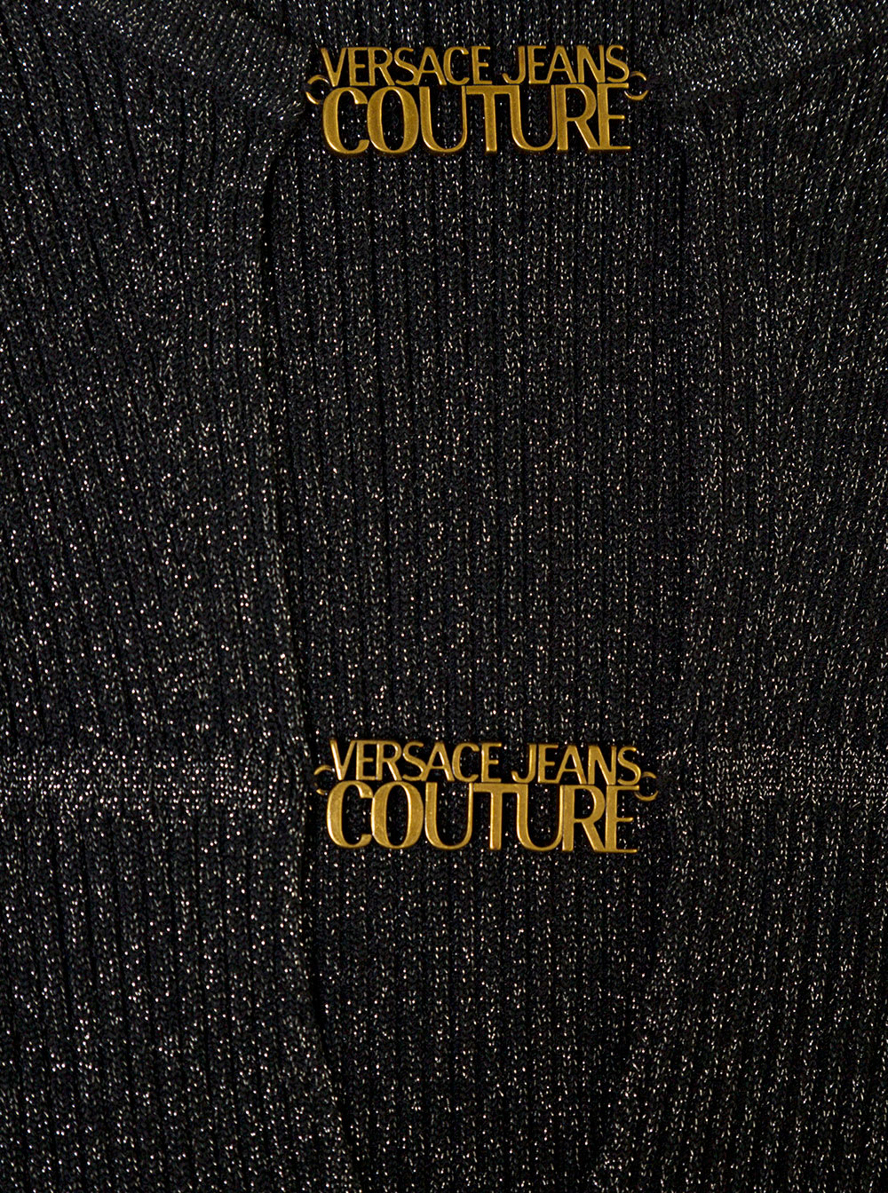 Shop Versace Jeans Couture 75dpm31 Bis Rib Lurex F14 Dress In Black