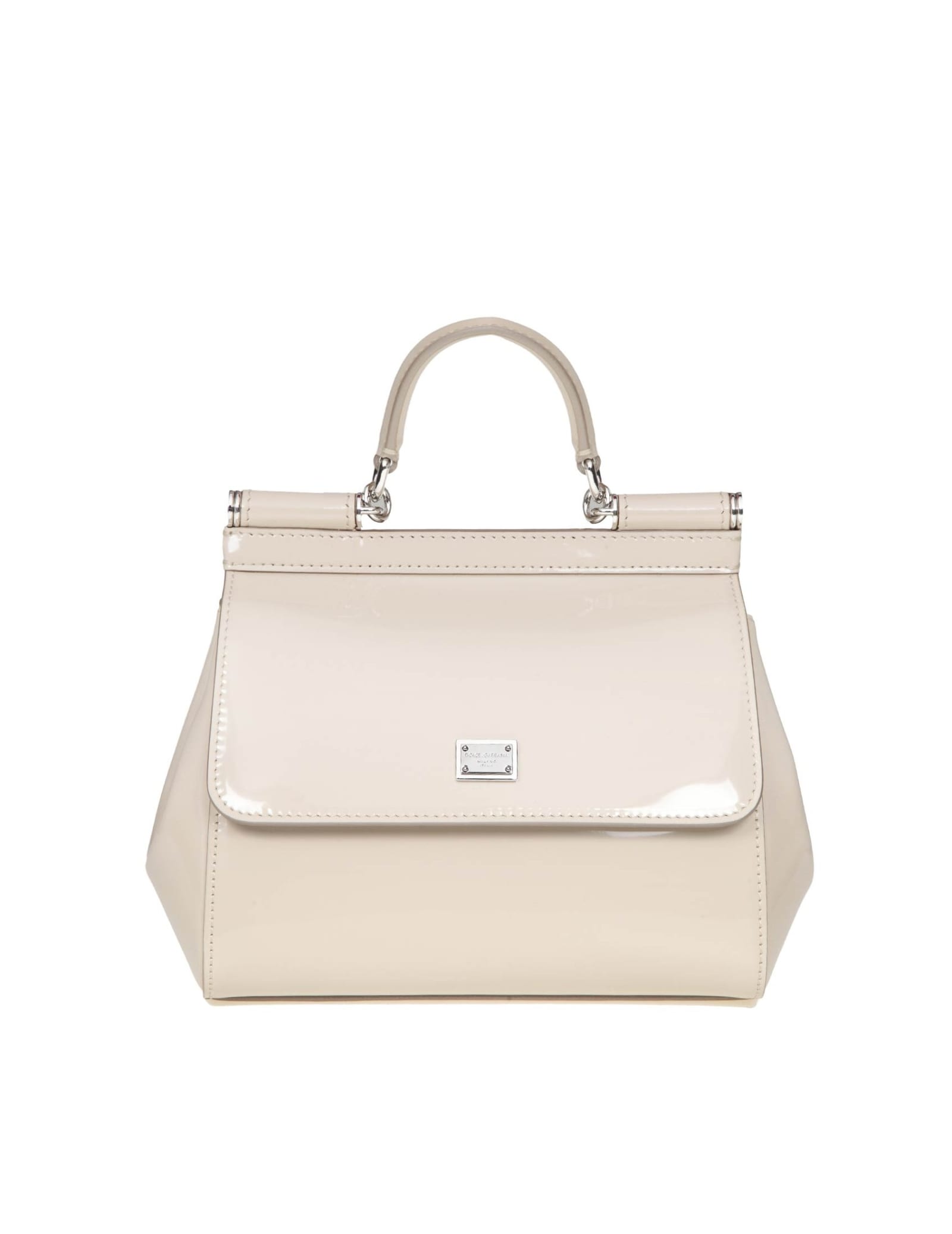 Dolce & Gabbana Small Sicily Bag In Cappuccino Color Glossy Calfskin