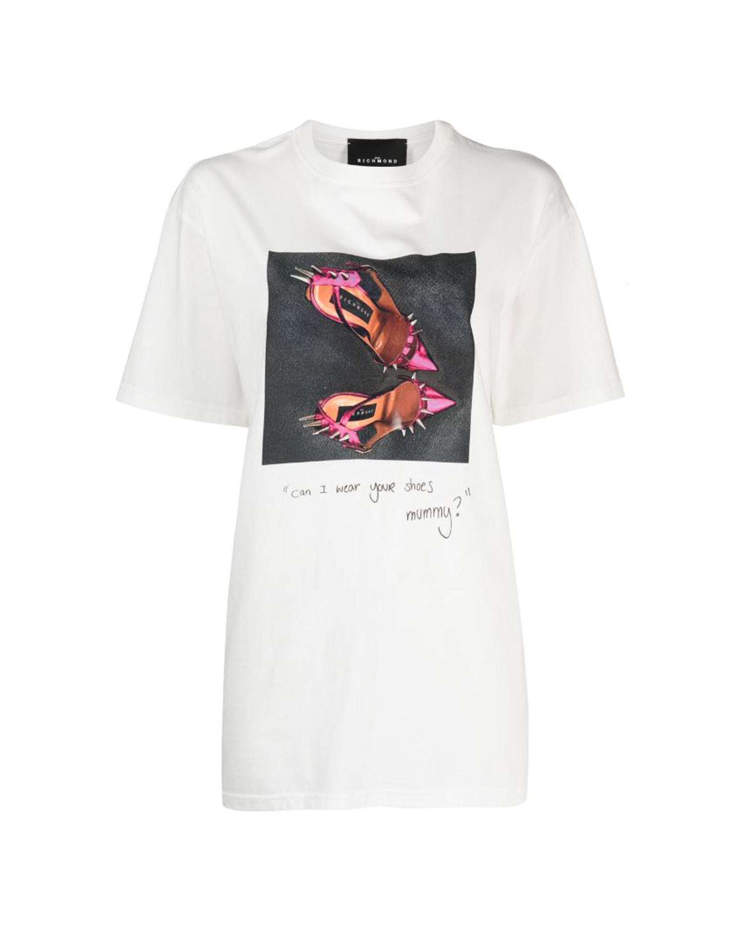 Shop John Richmond T-shirt In 100% Cotton With Decorative Print In Bianco
