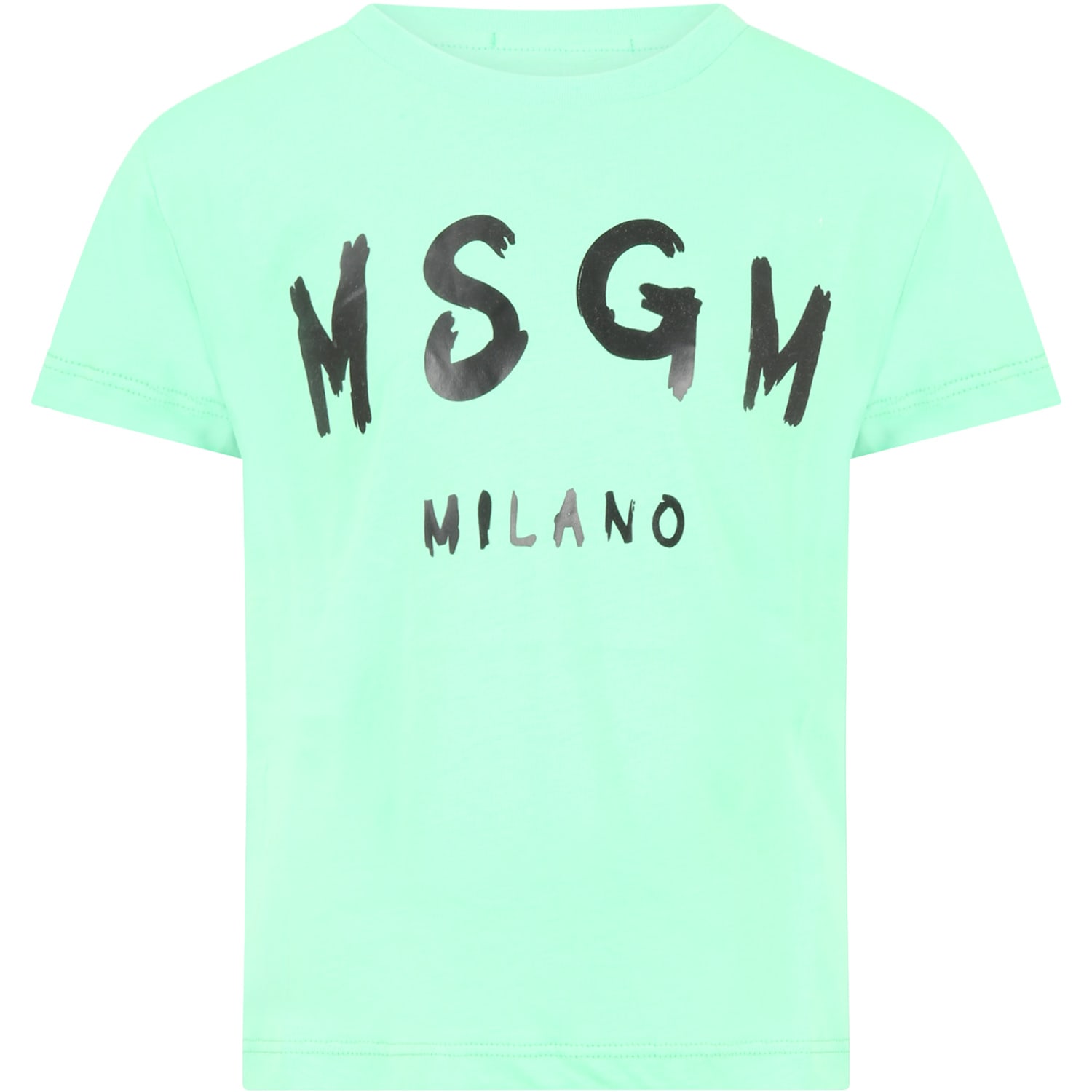 MSGM Mint Green T-shirt For Kids With Logo