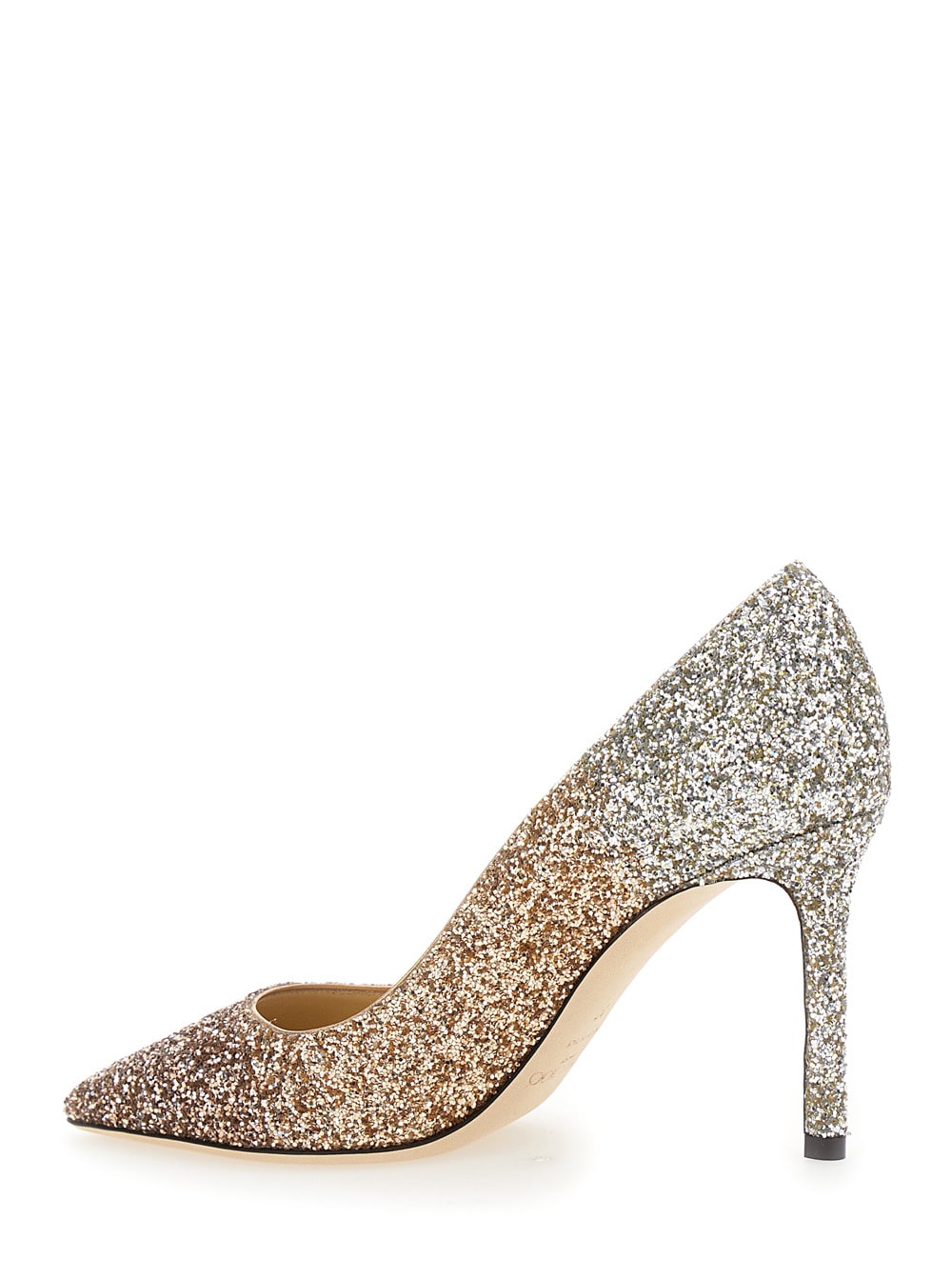 Shop Jimmy Choo Romy Multicolor Pumps With All-over Glitters In Fabric And Leather Woman In Metallic