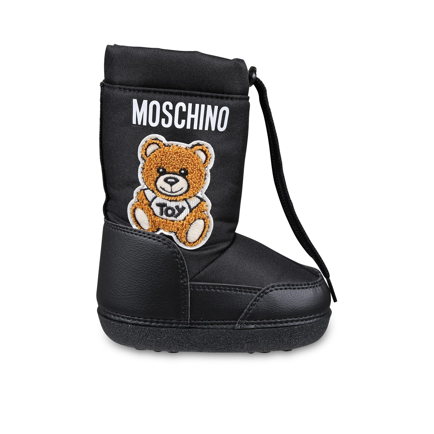 Moschino Black Snow Boots For Kids With Teddy Bear