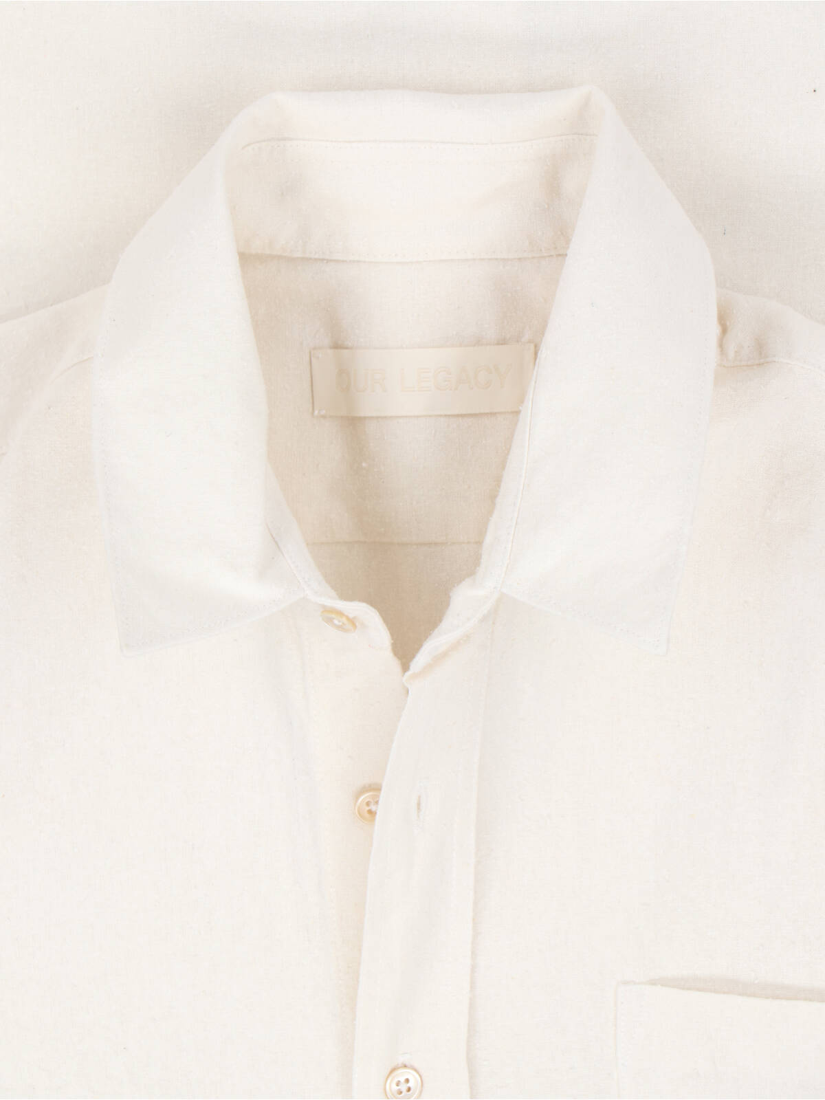 Our Legacy White Silk Classic Shirt With Curved Hem In White