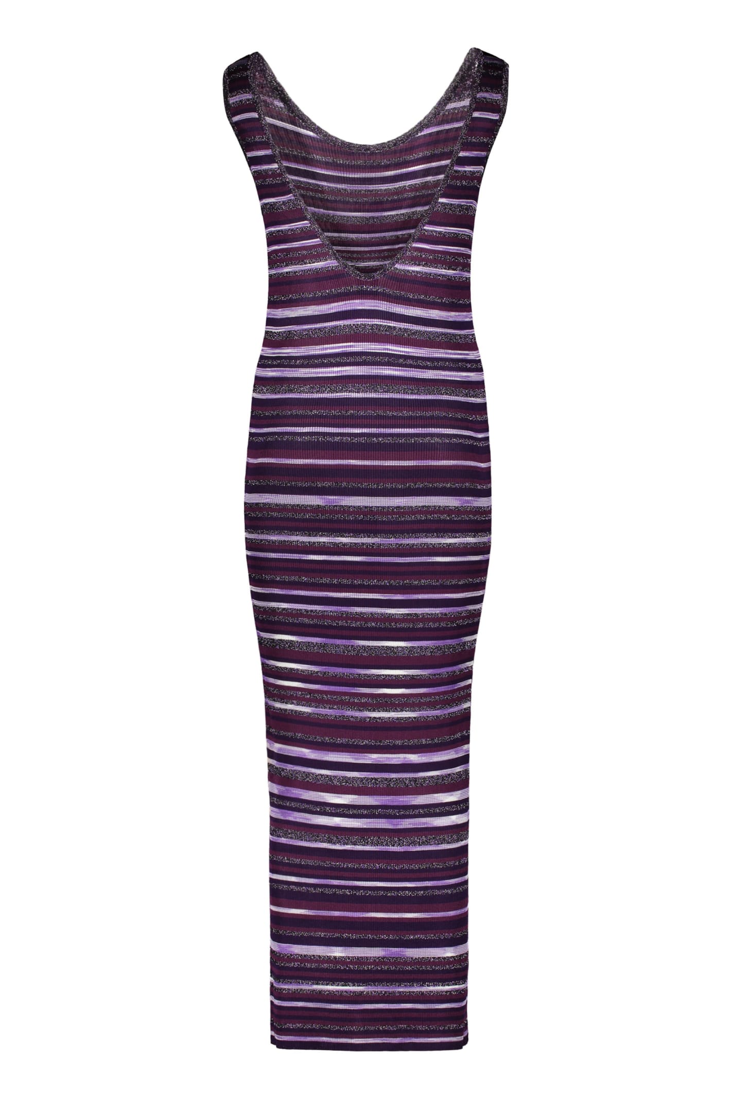 Shop Missoni Knitted Dress In Purple