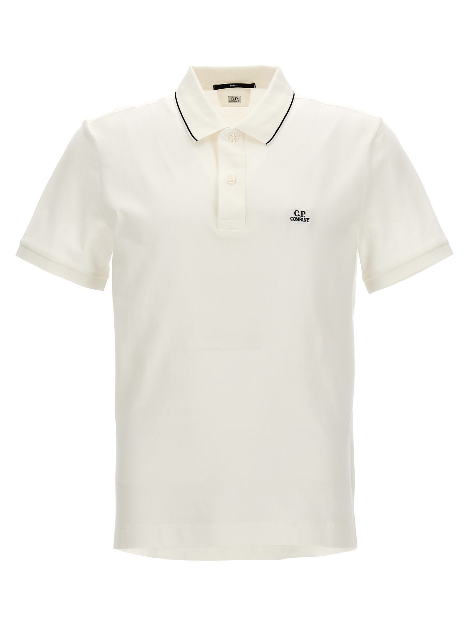 Shop C.p. Company Logo Embroidery Polo Shirt In White