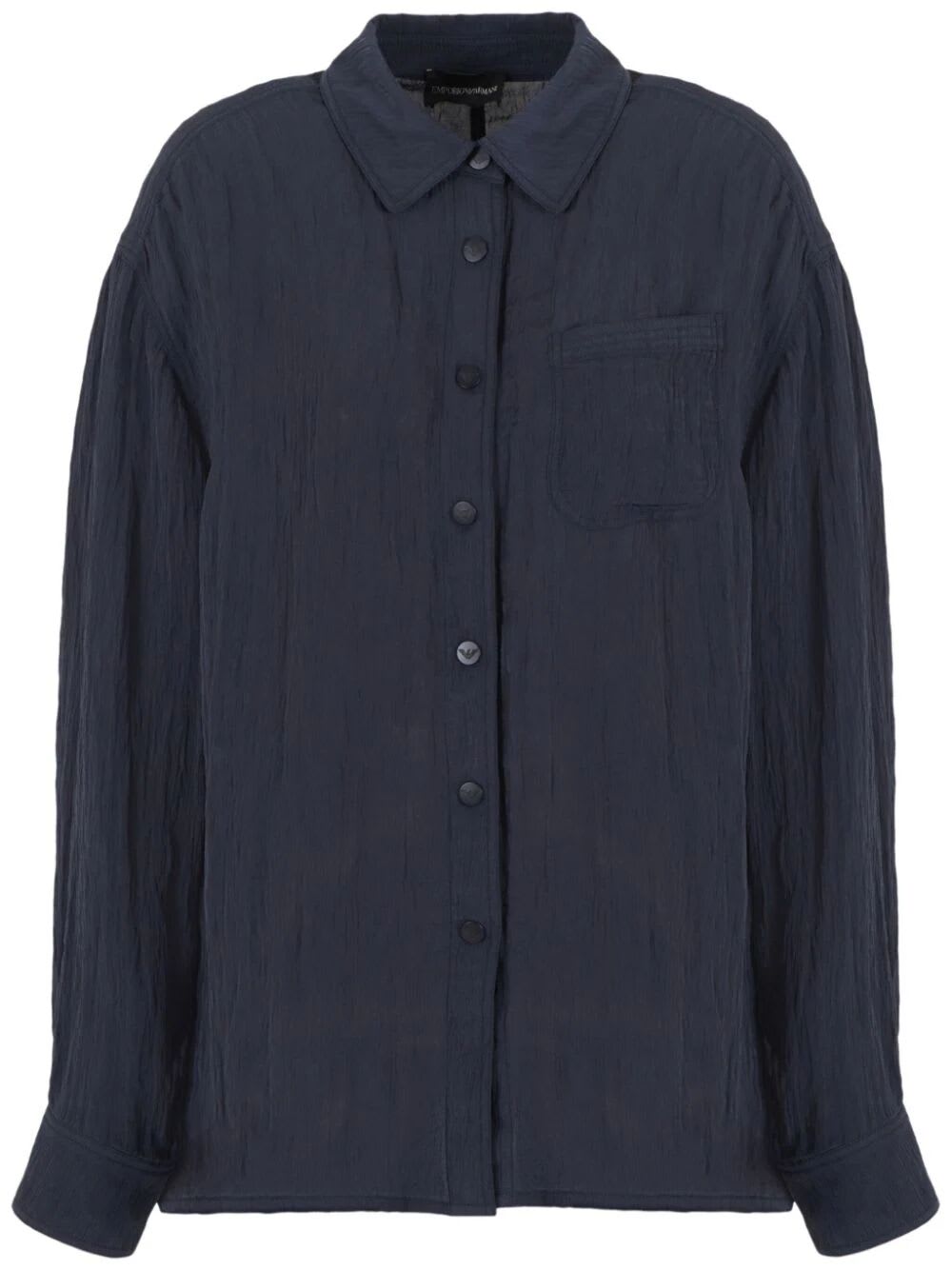 Shop Emporio Armani Oversized Shirt In Dark Blue