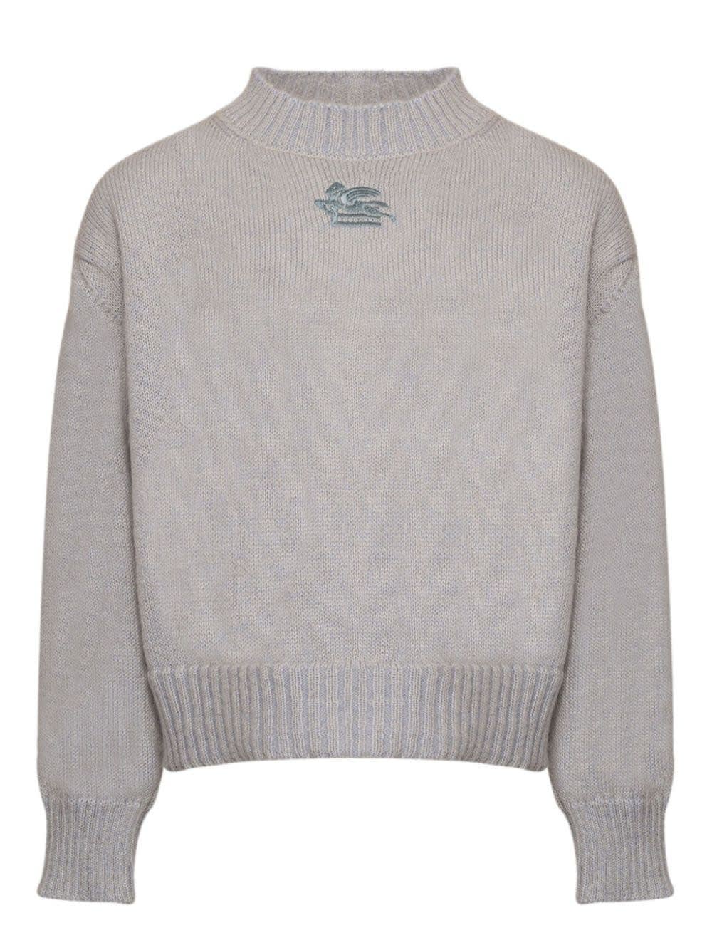 Etro Kids' Light Blue Wool Sweater With Logo