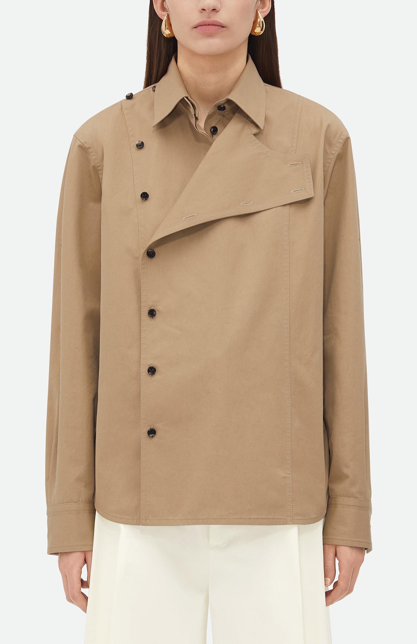 Shop Bottega Veneta Light Cotton Twill Shirt In Beige