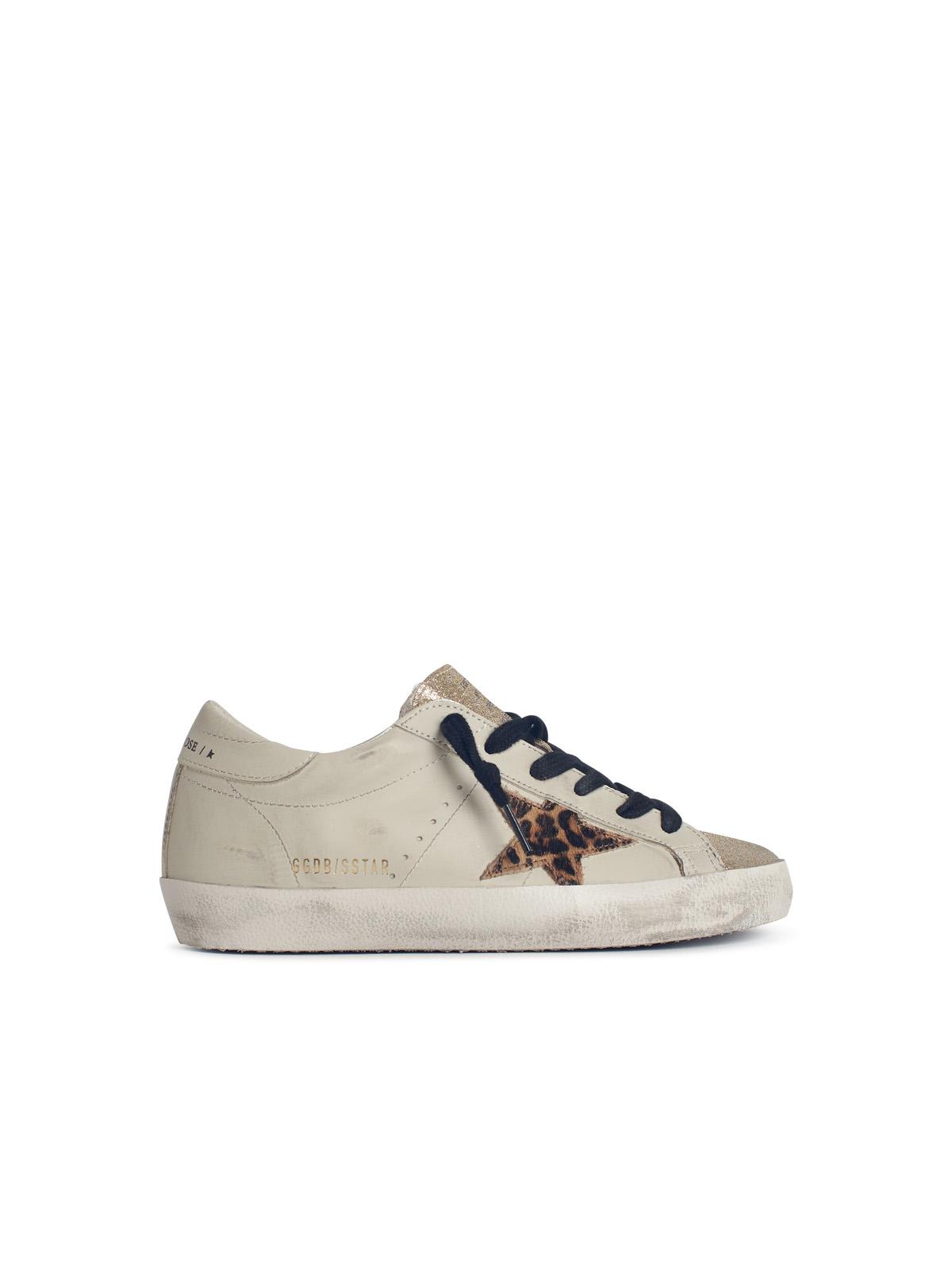 Golden Goose Women Super Star Leather Upper Glitter Toe And Tongue Leather Heel Leopard Horsy Star In Multi