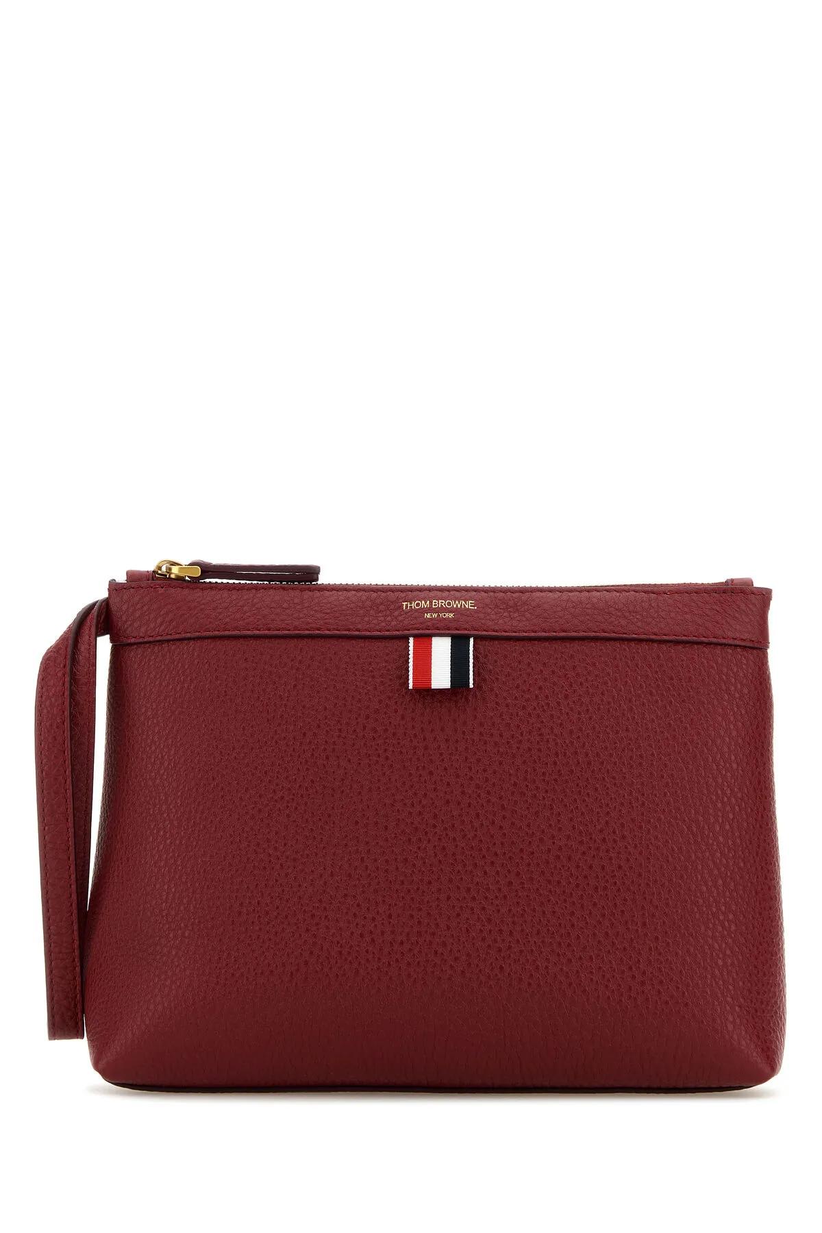 Shop Thom Browne Burgundy Leather Beauty Case