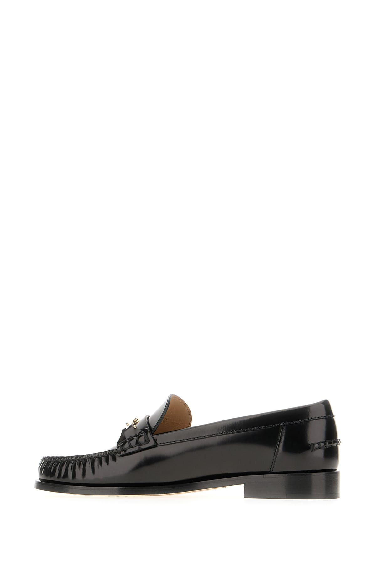 Ferragamo Patented Leather Loafers In Nero Biscotto Nero