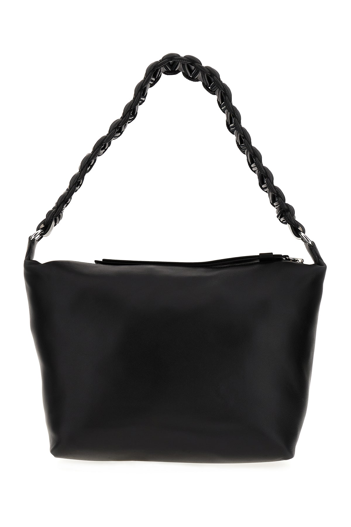 Black Nappa Leather Lattice Shoulder Bag