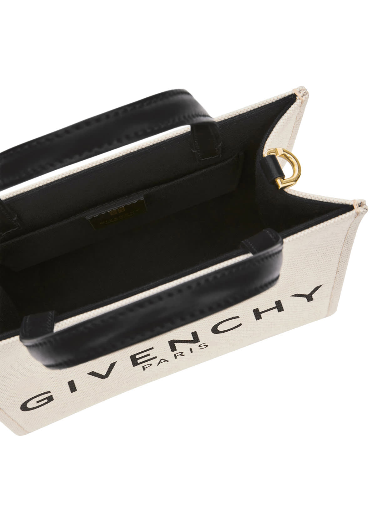 Shop Givenchy G-tote Mini Bag In Beige And Black Canvas In Brown