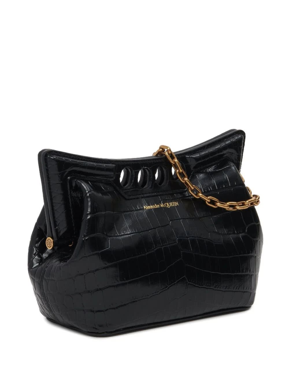 Shop Alexander Mcqueen The Peak Mini Bag With Chain In Black