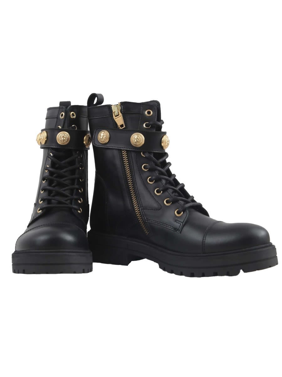 Balmain Medallion Strap Boots In Black