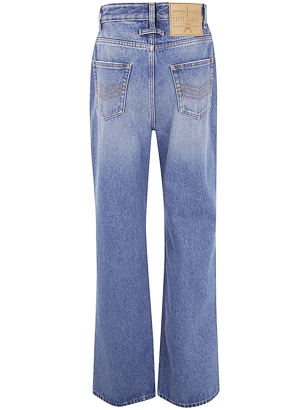 Shop Jean Paul Gaultier Denim Jean With One Leg Buttons Detail In Vintageblue