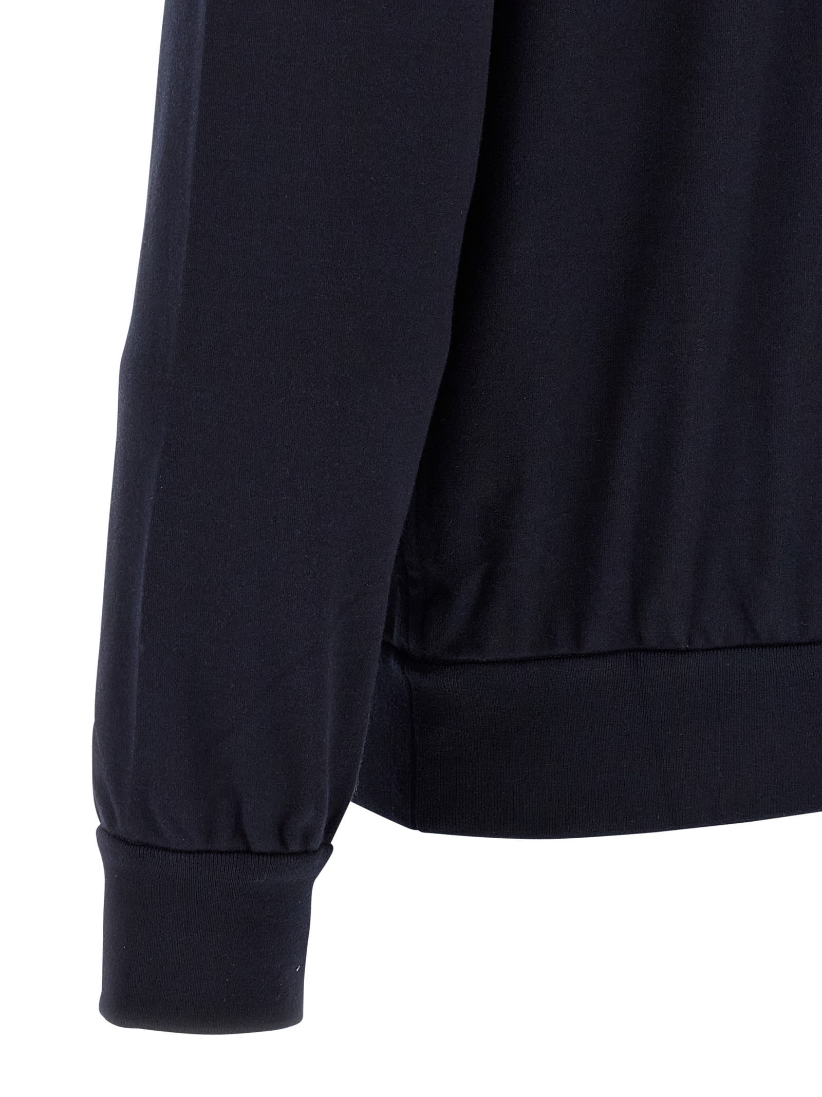 Brioni Casual Cotton Hoodie Featuring Front Pockets In Blue