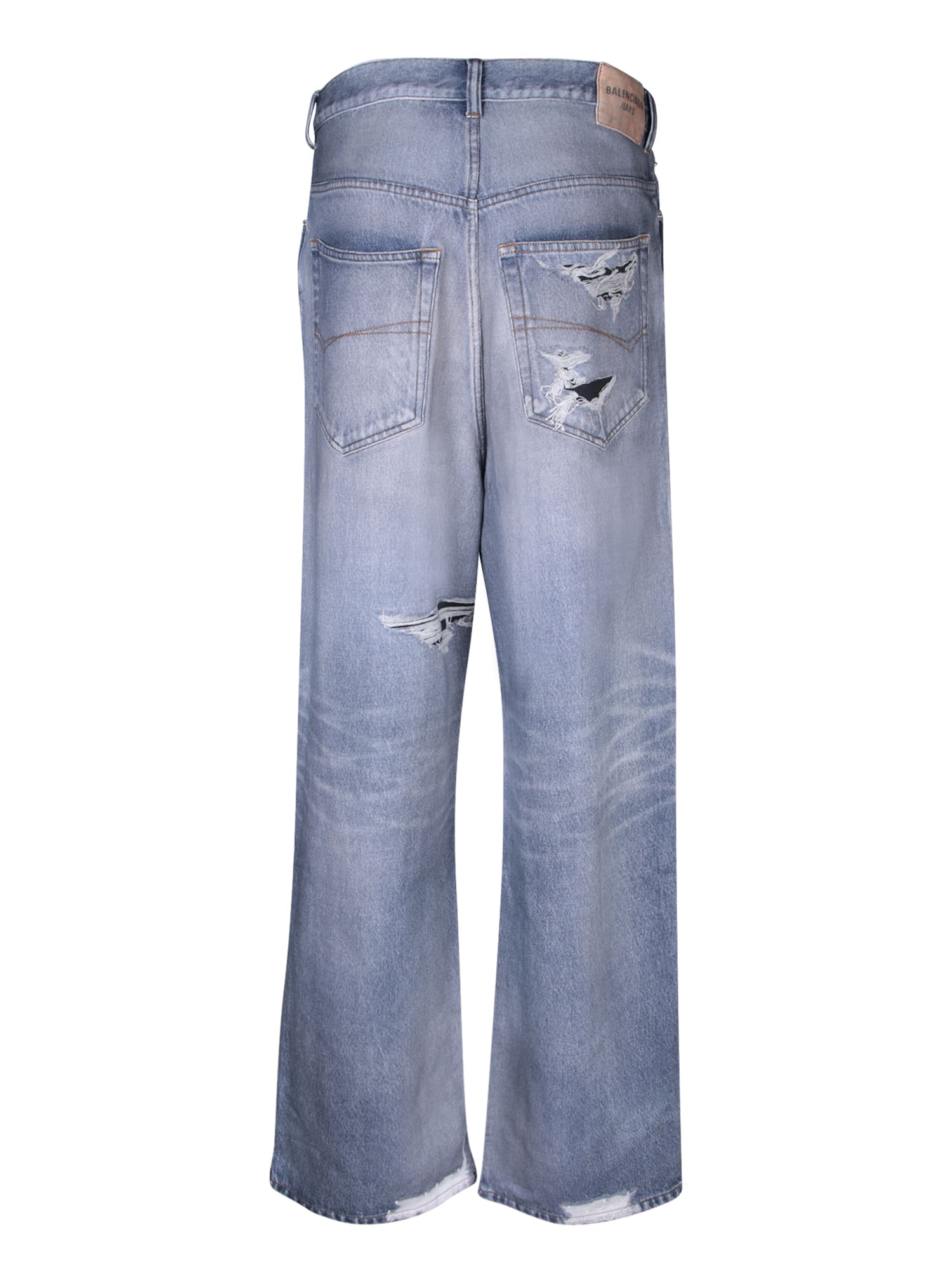 Shop Balenciaga Trompe Loeil Blue Jeans