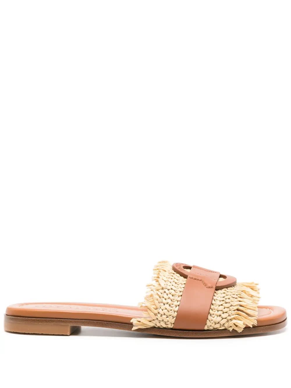 Moncler Fringe Open Toe Sandals In Brown