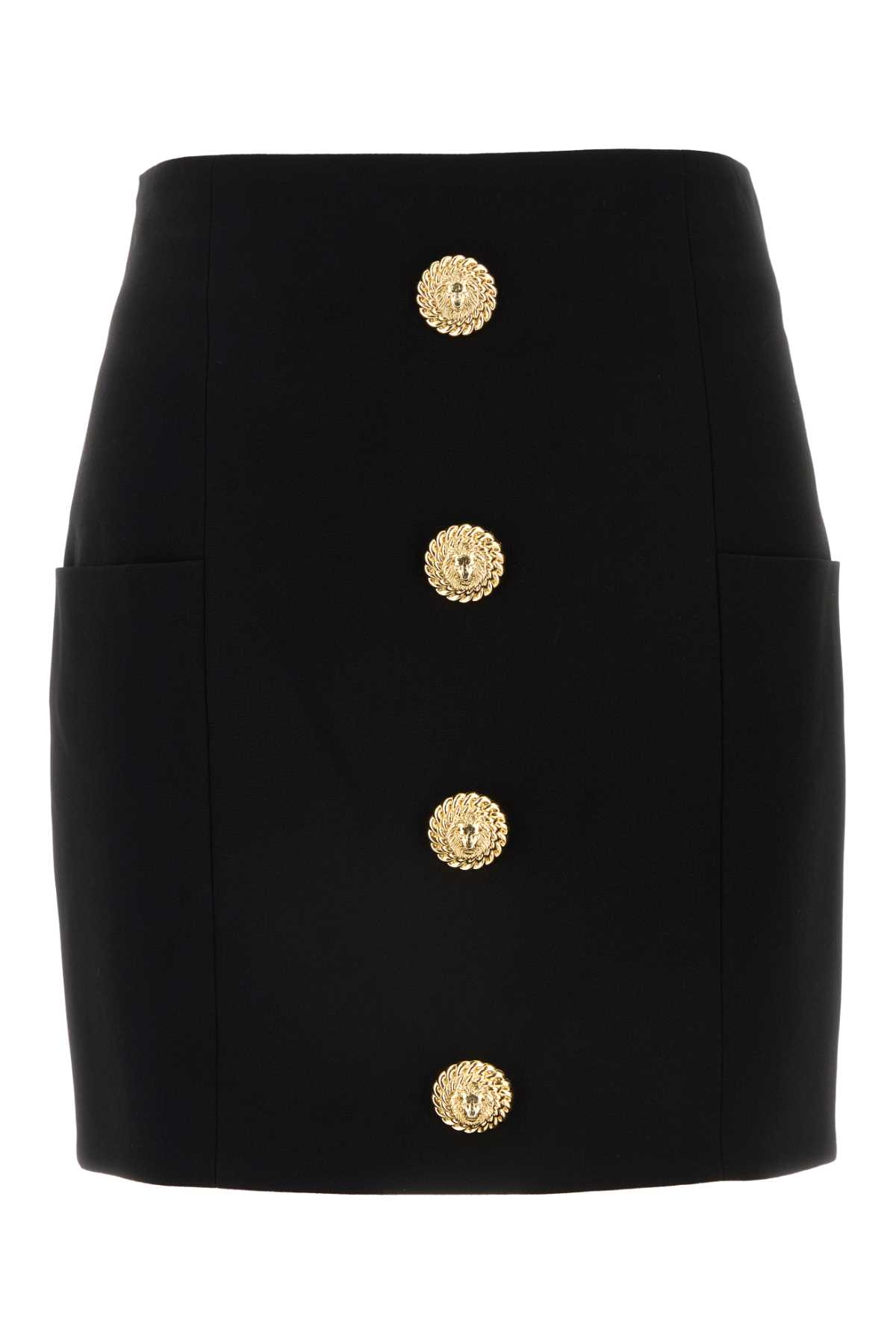 Shop Balmain Black Crepe Mini Skirt In Noir