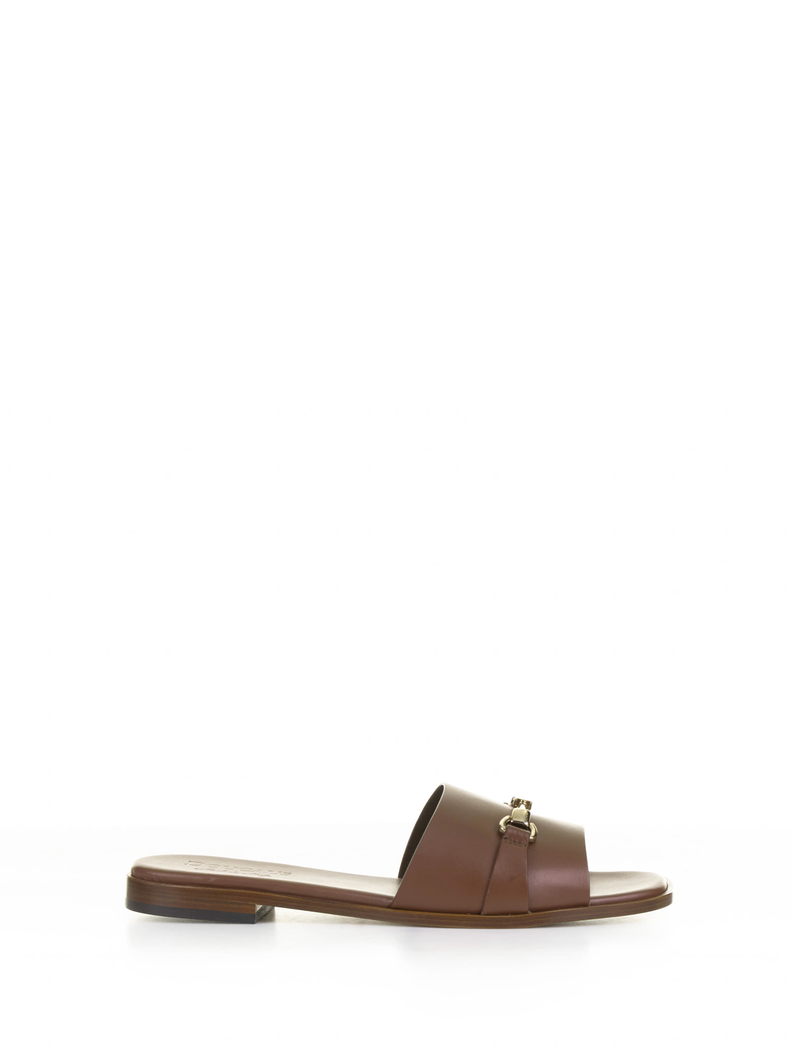 Shop Doucal's Brown Leather Slipper With Horsebit In Rovere
