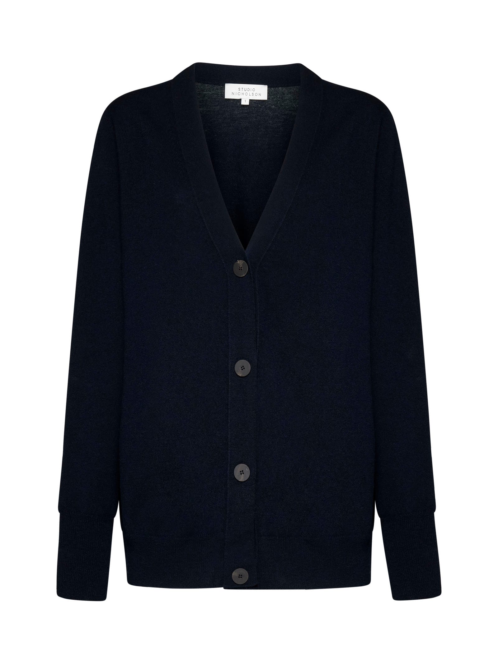 Shop Studio Nicholson Cardigan In Darkest Navy