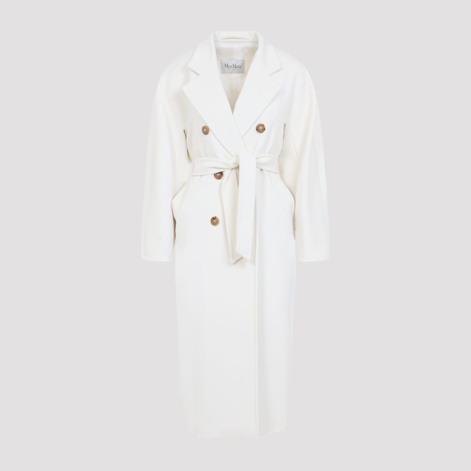 Max Mara Madame Double-breasted Wool Coat In White