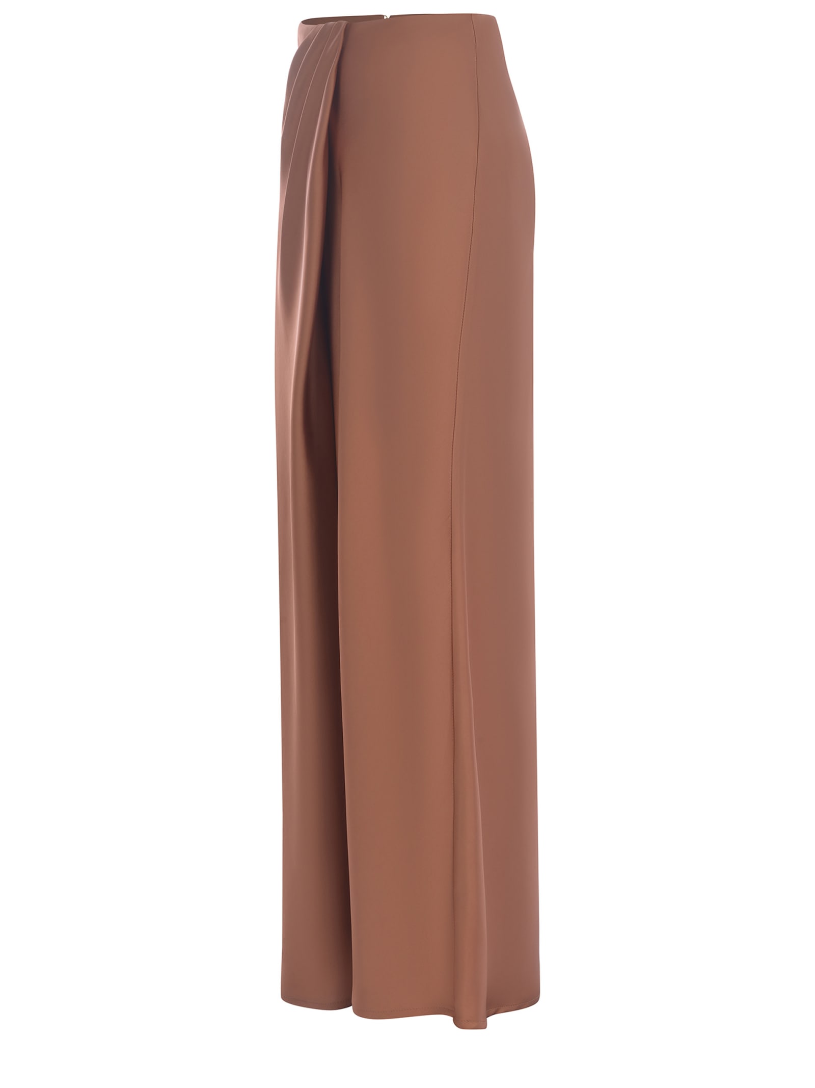 Shop Pinko Long Skirt  Conversion Made Of Shiny Satin In Brown