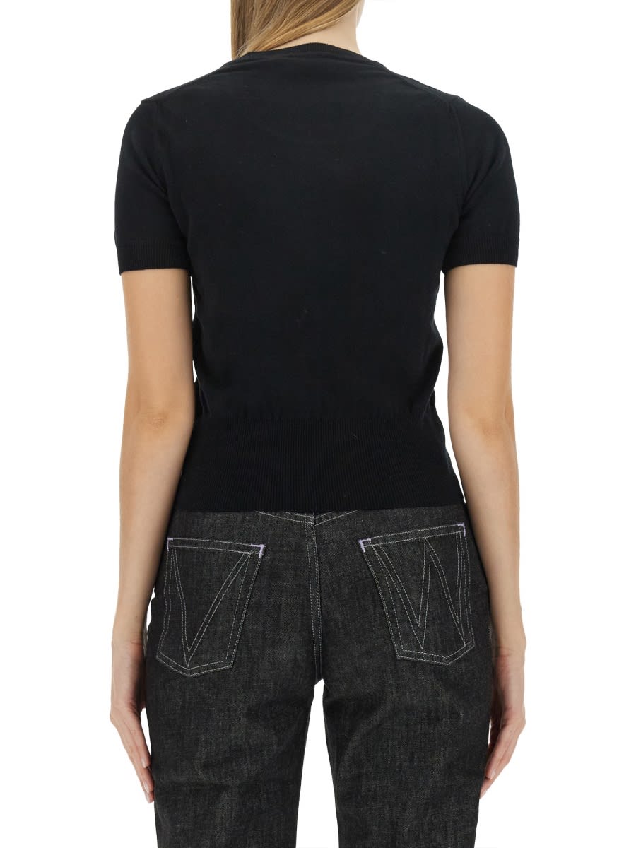 Vivienne Westwood Orb Embroidered Short-sleeved Knit Top In Black