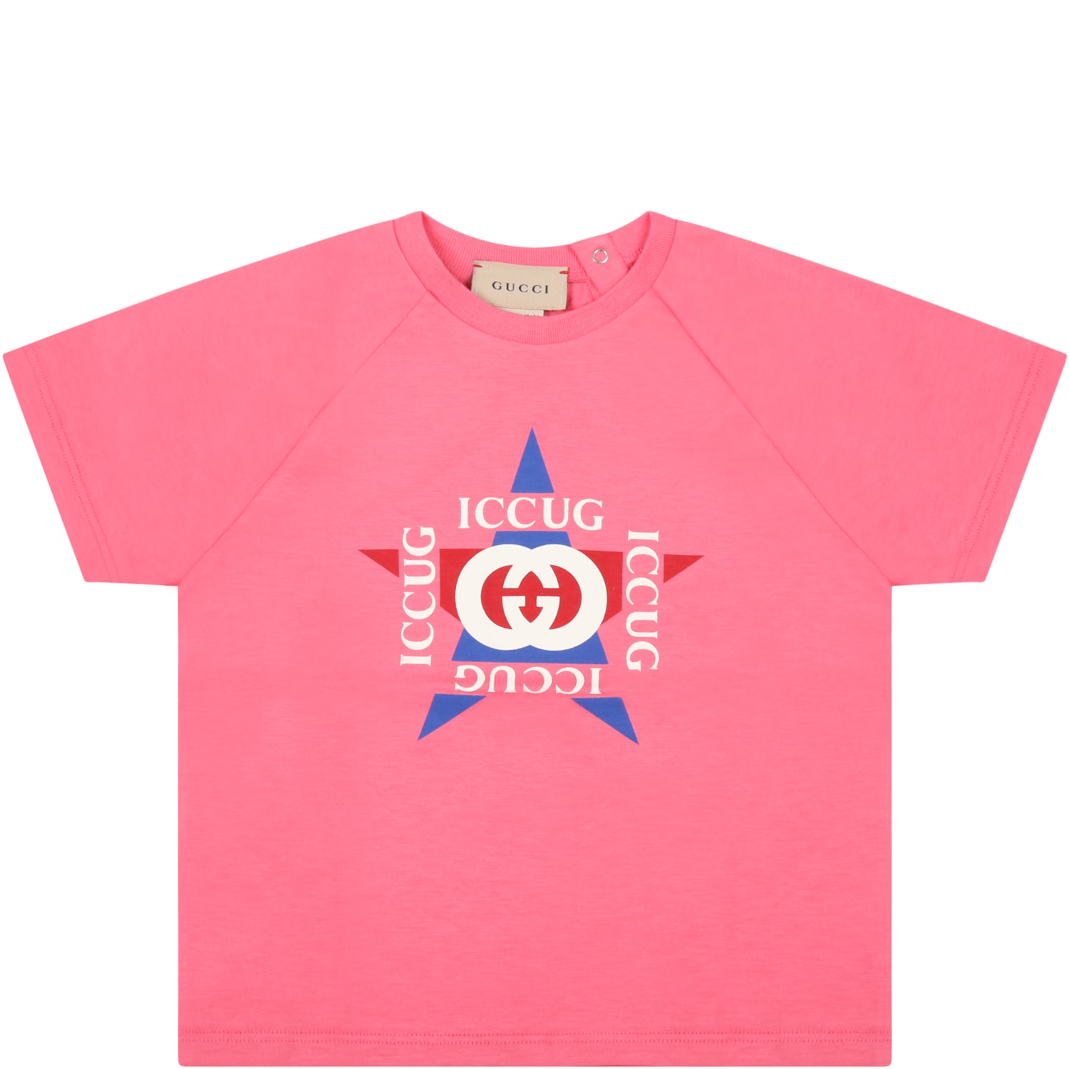 Gucci Pink T-shirt For Baby Girl With Logos