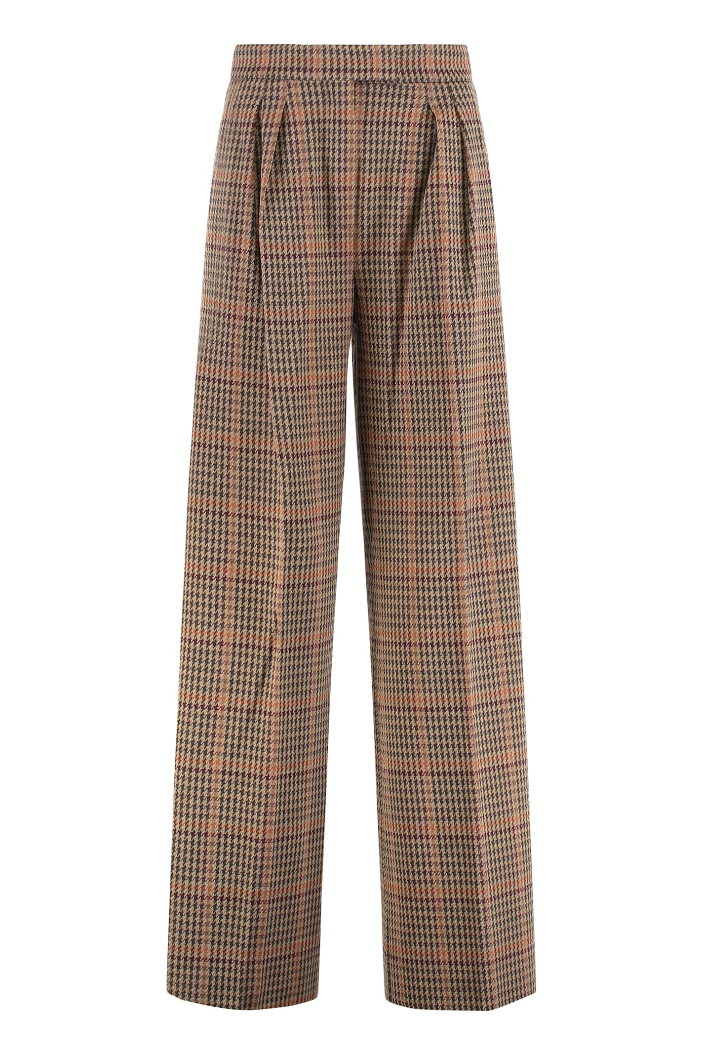 Max Mara Pants In Prince Of Wales Jersey In Brown