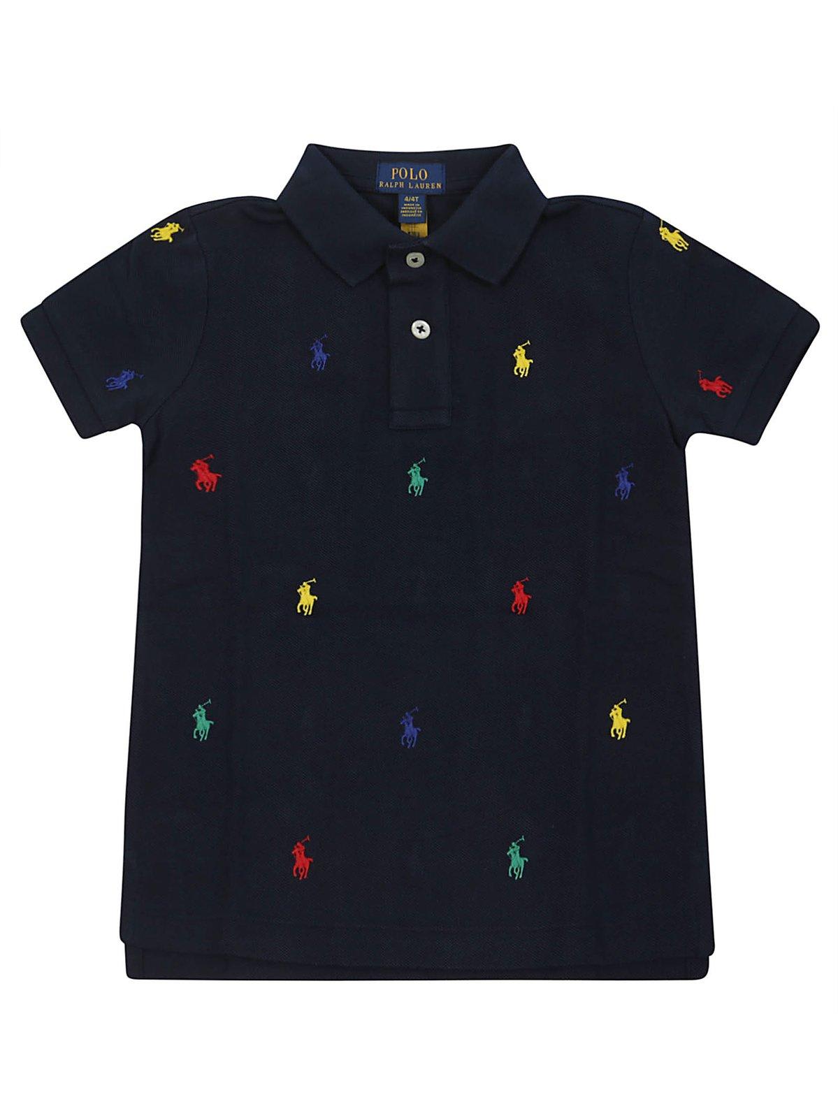 Polo Ralph Lauren Polo Pony Embroidered Short Ssleeved Polo Shirt In Blu