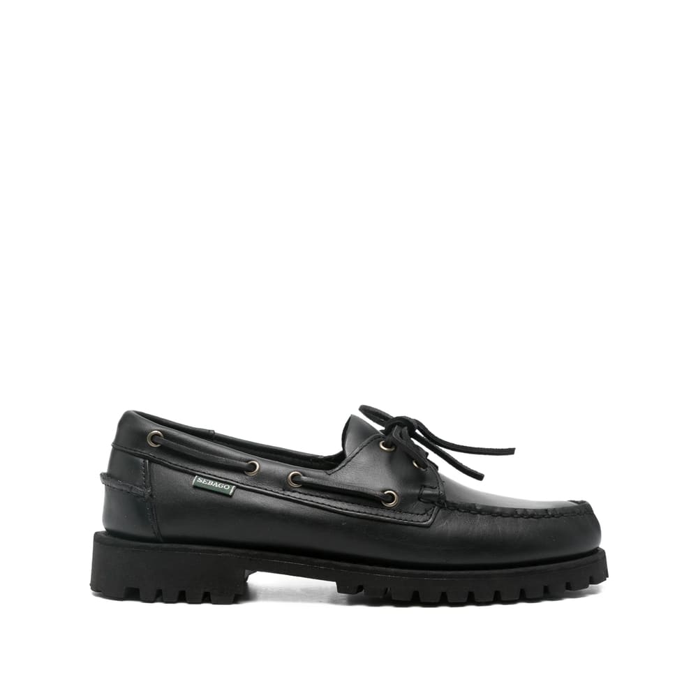 Sebago Brogues With Round Toe And Eyelet Detailing In Black