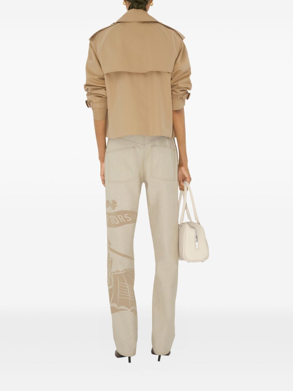 Burberry Cotton Cropped Trench Coat In Neutral